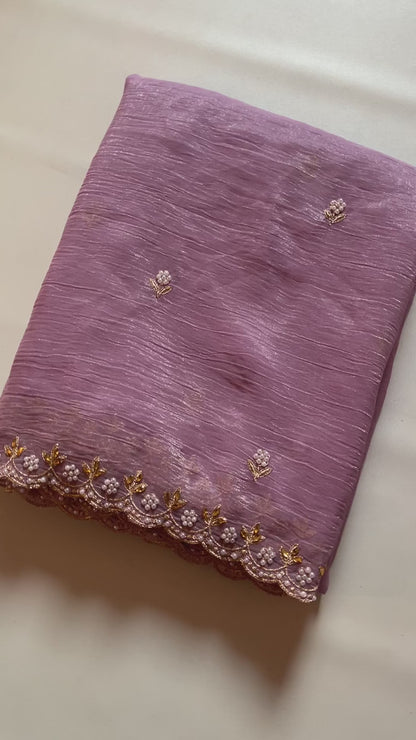 Geometric Chiffon Embroidery Saree
