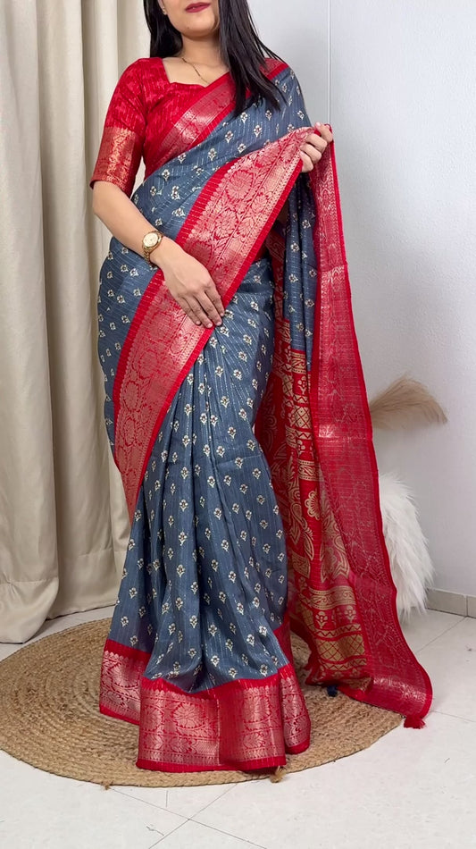 Aquamarine Blue Banarasi Silk Saree