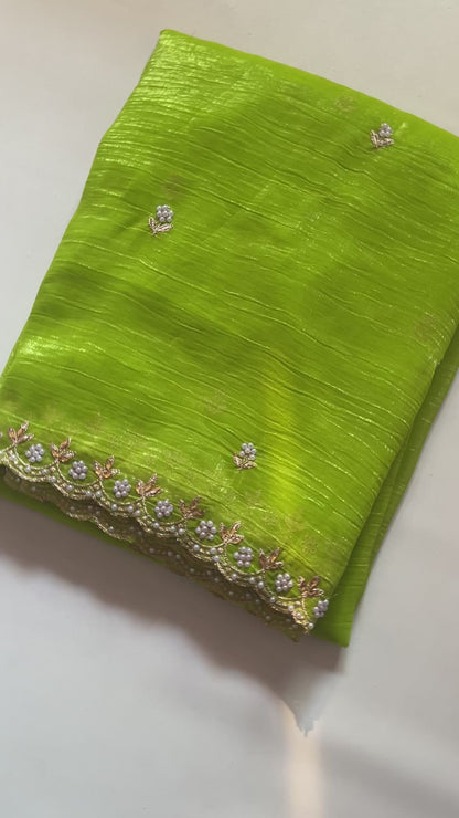 Geometric Chiffon Embroidery Saree