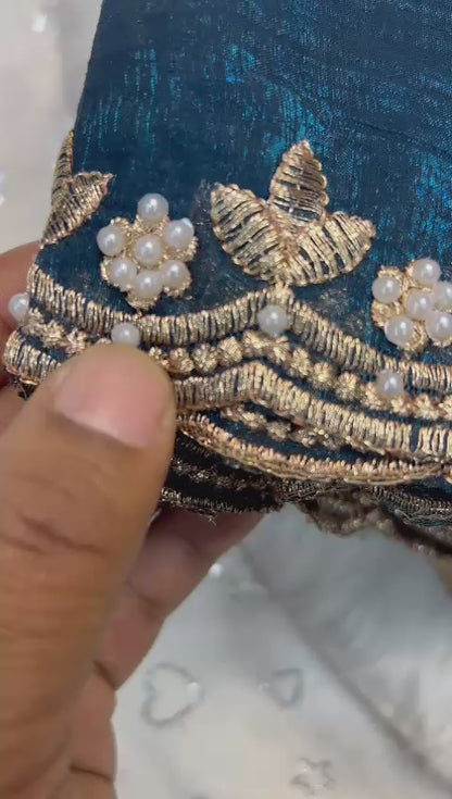 Tailoring Embroidery And Moti Work Saree