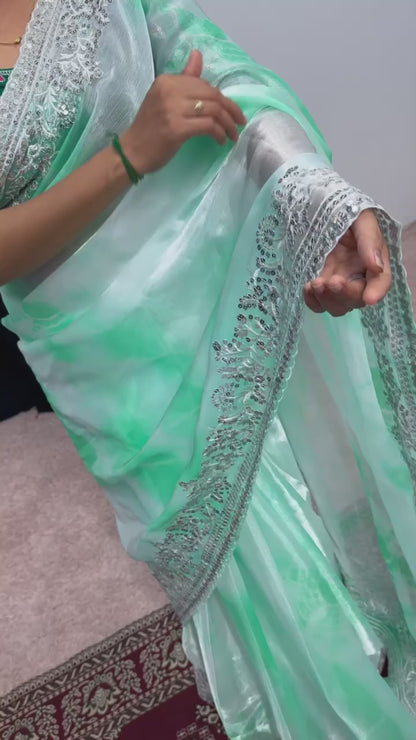 Tawny Yellow Embroidery Saree