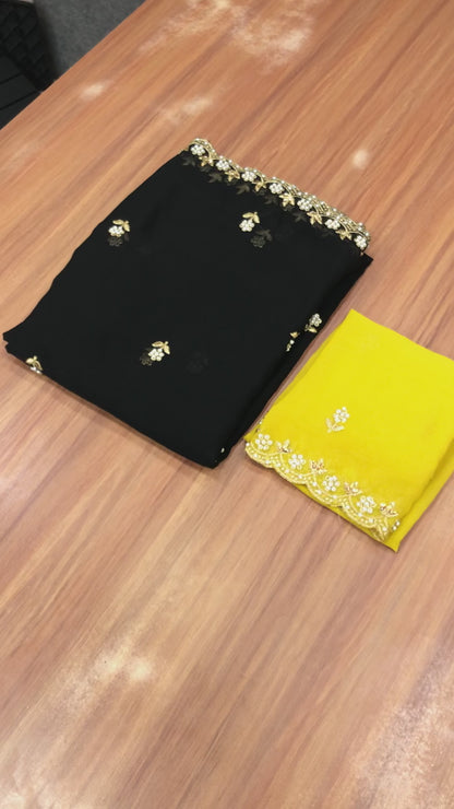 Bituminous Black Embroidery Saree